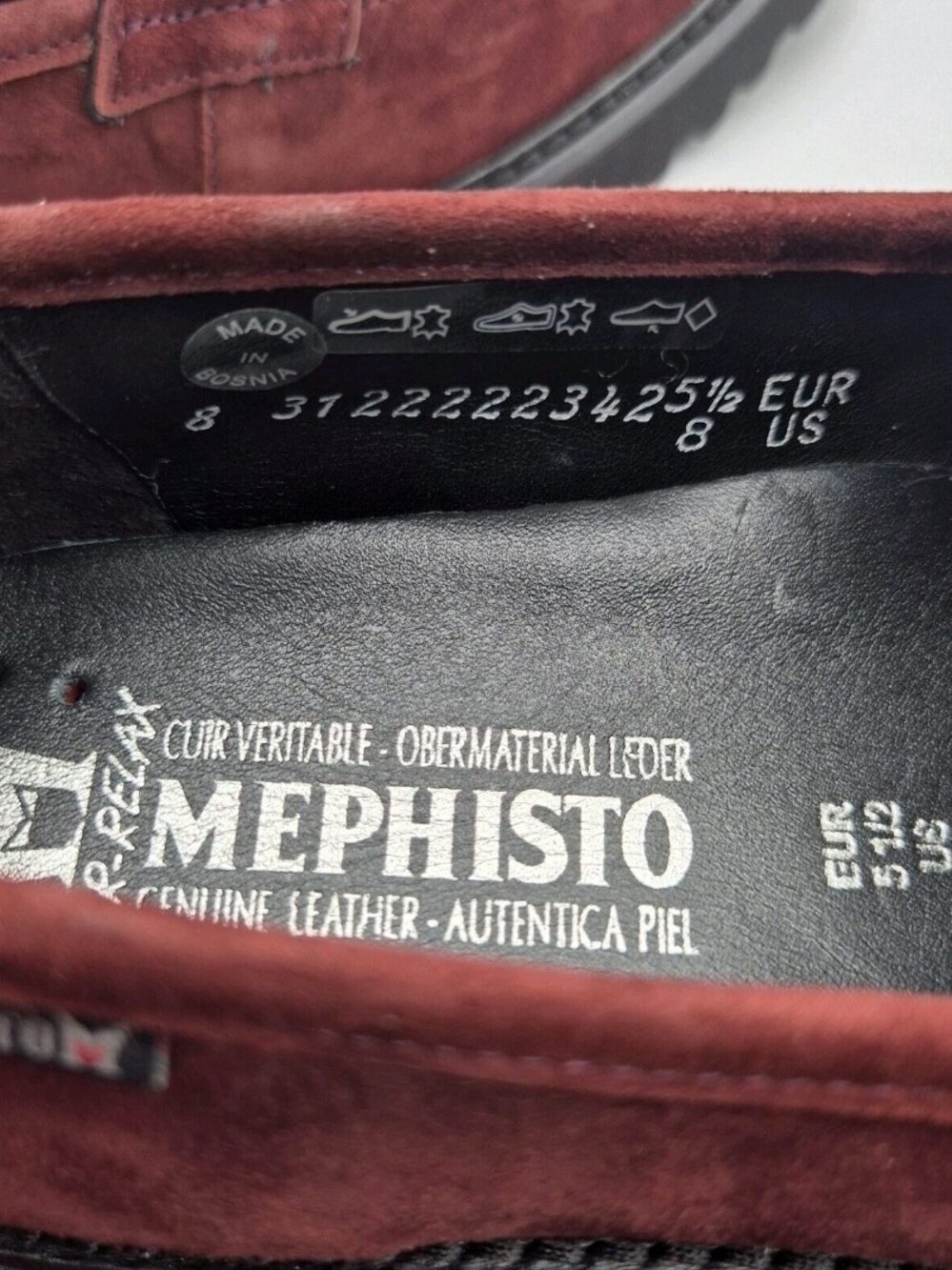 Mephisto Women's Burgundy Suede Chain-Trim Loafers Size 8 - Picture 7 of 8